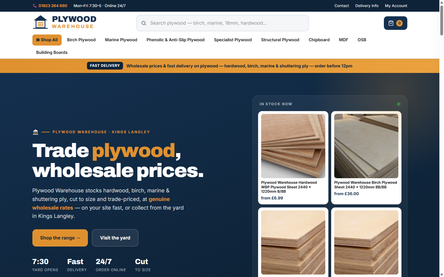 Plywood Warehouse — desktop view